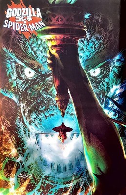 Godzilla Vs. Spider-Man #1A VF/NM; Marvel | Foil Variant Statue of Liberty - we-image