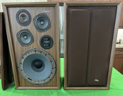 Fisher XP85A Three Way Air Suspension Speaker 2 Pair Wood Vaneer-image