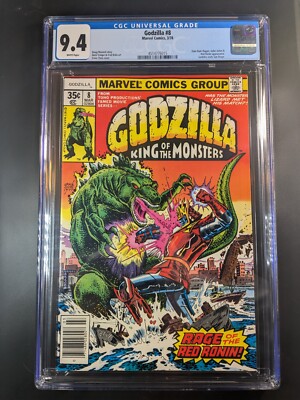 Godzilla #8 (Marvel Comics 1978) CGC 9.4, WHITE PAGES! Dum Dum Dugan, Gabe Jones-image