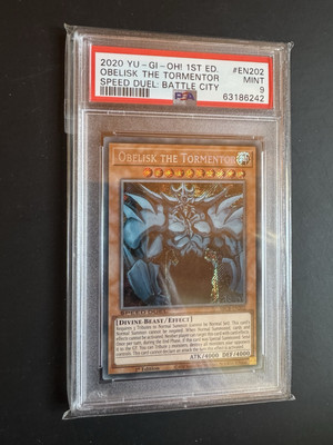 Yu-Gi-Oh! 2020 Obelisk The Tormentor 1st Secret Edition Rare SBCB-EN202 PSA 9-image