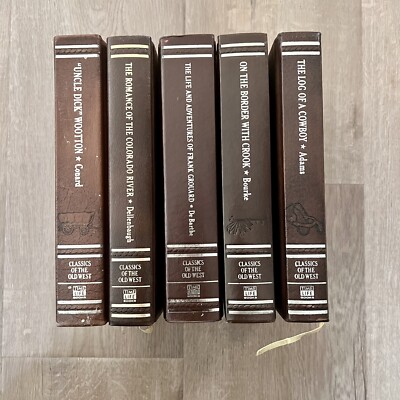 5 PCs Classics of the Old West Time Life Books Deluxe Leather Bound Mint-image