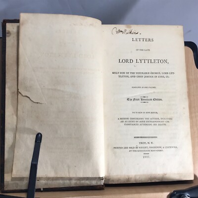 1807 Letters of the Late Lord Lyttelton - 1st American Ed. - Troy N.Y. Imprint -image