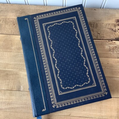 The Autobiography of Benjamin Franklin 1/4 Leather Blue Gold Franklin Library-image
