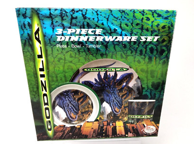 Godzilla 3-Piece Kids Dinnerware Set NEW! Plate, Bowl, Tumbler NIB-image