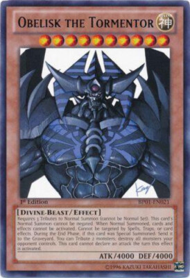 Yugioh! LP Obelisk the Tormentor - BP01-EN021 - Rare - 1st Edition Lightly Playe-image