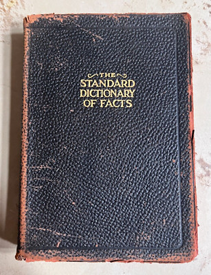 Standard Dictionary of Facts~Leather 1925 History Govt Literature~Antique Book-image
