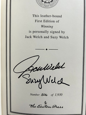 WINNING by Jack Welch with Suzy Welch SIGNED leather bound 1st Edition w/ COA-image
