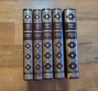 CHARLES DE GAULLE Memoirs of Hope Renewal and Endevour 1970 leather books French-image