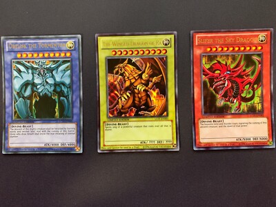 YuGiOh! -Egyptian God Cards Set -Obelisk/Slifer/Ra -Ultra Rare -LC01-EN001/02/03-image