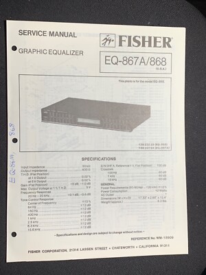 Fisher EQ-867A EQ-868 Service Manual Graphic Equalizer Original-image
