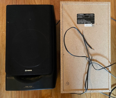 Fisher STM-15 stereo speakers, hard-wired, black laminated case-image