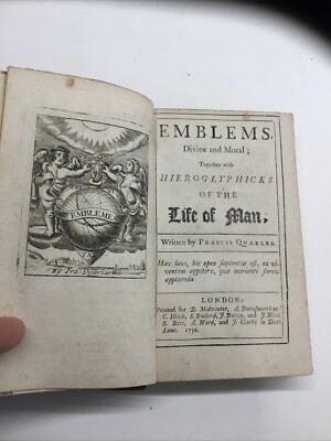 Emblems, Divine And Moral; Together W/ Hieroglyphicks, Life Of Man, Quarles 1736-image