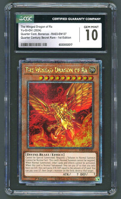 YuGiOh CGC 10 The Winged Dragon of Ra RA03-EN137 QCR Quarter Century Bonanza-image