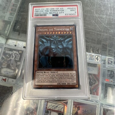 Yugioh PSA 9 MINT Obelisk the Tormentor SBCB-EN202 1st Edition Secret Rare-image