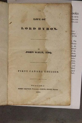 John Galt / The life of Lord Byron .. First Canada edition 1831 Imprints-image