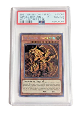 2021 YU-GI-OH! KING'S COURT 1ST ED-SECRET RARE THE WINGED DRAGON OF RA PSA 10-image