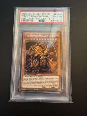 YU GI OH PSA 8 THE WINGED DRAGON OF RA SBCB-EN203 SPEED DUEL BATTLE CITY 2020!-image