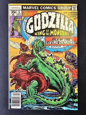 Marvel Godzilla King Of Monsters #5 1977 NM 9.2+ White Pages Cover Bright Colors-image