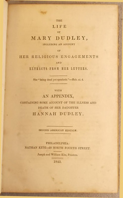 1842 LIFE OF MARY DUDLEY Elizabeth & Hannah ANTIQUE LEATHER Society of Friends-image