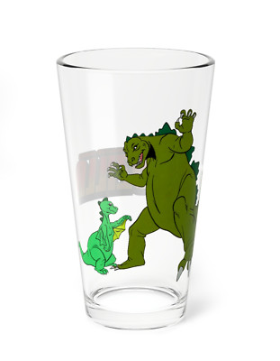 Godzilla & Godzooky Pint Glass, 16oz - Hanna-Barbera Cartoon - Toho 1970s-image