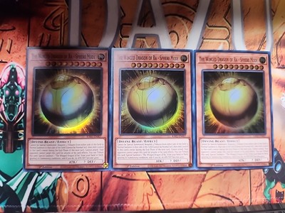 3X Yugioh The Winged Dragon of Ra-Sphere Mode RA01-EN007 Super Rare Playset X3 -image
