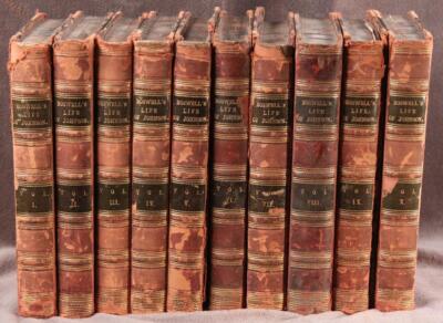 The Life of Samuel Johnson, James Boswell 10 Vols 1859 1/2 Leather 40 Engravings-image