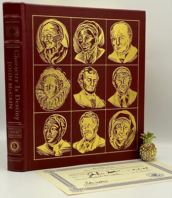 🖊SIGNED Easton Press CHARACTER IS DESTINY Biography Memoirs JOHN McCAIN Leather-image