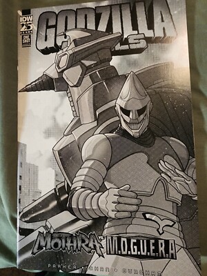 Godzilla Rivals Mothra Vs Moguera Single Shot Vasquez Cover b&w 1:10 Variant -image