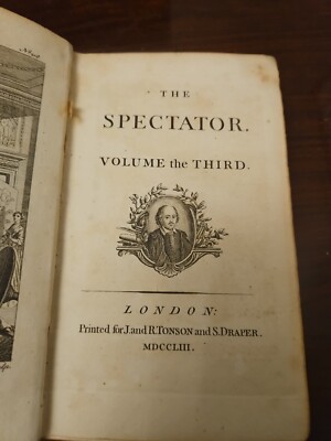 Antique 1753 leather binding The Spectator III politics satire-image