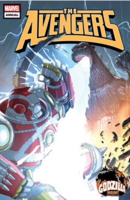 🐙 AVENGERS ANNUAL #1 PETE WOODS GODZILLA VARIANT 🔑*9/25/24 PRESALE-image