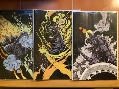 GODZILLA MONSTERPIECE THEATRE #1 2 3 - MAHFOOD 1:25 INCENTIVE VIRGIN VARIANT SET-image