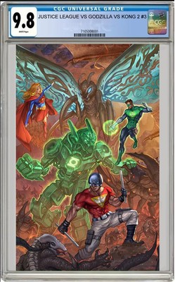 JUSTICE LEAGUE VS GODZILLA VS KONG 2 #3C ALAN QUAH  VAR CGC 9.8 NM PRESALE 8/6-image