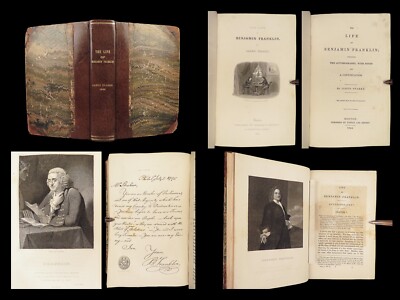 1844 Benjamin Franklin 1ed Jared Sparks Americana Autobiography Electricity RARE-image