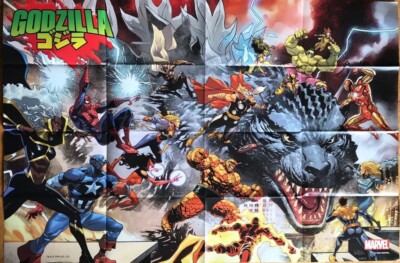Folded Godzilla Vs Marvel (2025) Leinil Yu PROMO POSTER Toho Kaiju-image