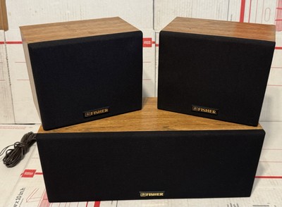 VINTAGE FISHER CENTER CHANNEL & SPEAKER PAIR SET HiFi HOME THEATER SOUNDS GREAT--image