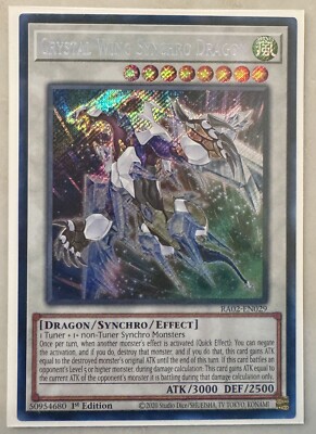 1x Crystal Wing Synchro Dragon 1st Edition Secret Rare RA02-EN029 Yu-Gi-Oh!-image