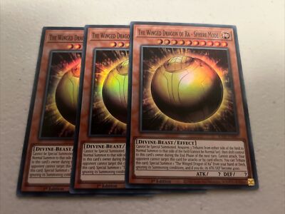 3x EURO The Winged Dragon of Ra - Sphere Mode 1st Edition Super Rare RA01-EN007-image