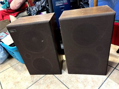 Vintage, Fisher Air Dyne Brown Speakers, Working Condition-image
