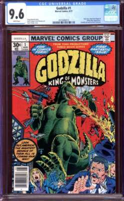 GODZILLA #1 CGC 9.6 WHITE PAGES // HERB TRIMPE COVER MARVEL COMICS 1977-image