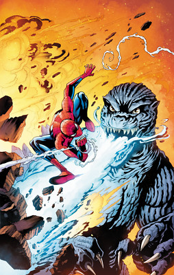(2025) GODZILLA VS SPIDER-MAN #1 1:100 Campana VIRGIN VARIANT COVER-image