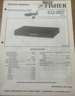 FISHER EQ-857 GRAPHIC EQUALIZER ORIGINAL SERVICE REPAIR MANUAL -image
