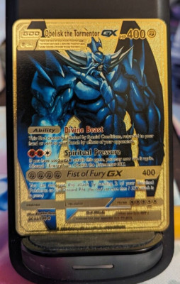 Obelisk the Tormentor GX Yugioh Gold Metal 💥 Fan Art💥NM Enahnaced CUSTOM Card-image