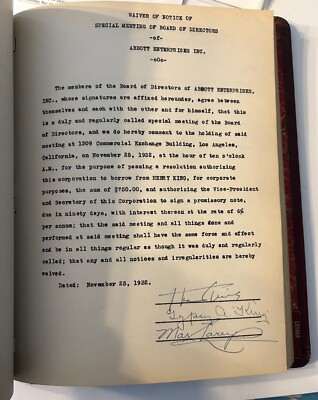 Director Henry King Business Book 1930-40. Signed over 100 times.-image