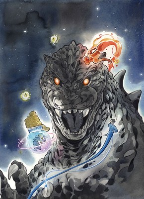 Godzilla Vs. Fantastic Four #1G VF/NM; Marvel | 1:100 Variant Peach Momoko Virgi-image