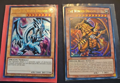 Blue-Eyes White Dragon + Winged Dragon of Ra 1996 Holo Limited Yugioh 2 CARDS NM-image