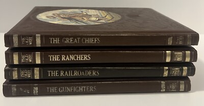 Lot of 4 Classics of the Old West Time Life Books Deluxe Leather Bound-image