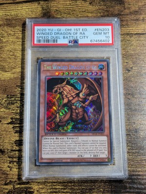 Yugioh The Winged Dragon of RA SBCB-EN203 Secret Rare 1st Edition PSA 10 MINT-image