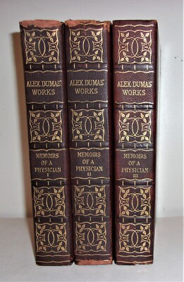 MEMOIRS OF A PHYSICIAN,  ALEXANDER DUMAS, 3 volumes leather, Illustrated-image