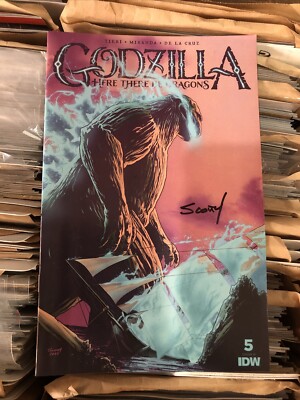 GODZILLA HERE THERE BE DRAGONS 5 1:25 SCOTT GODLEWSKI VARIANT Signed-image