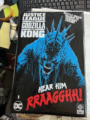 JUSTICE LEAGUE VS GODZILLA VS KONG #1 CVR F GODZILLA ROAR SOUND FX VAR SEALED-image